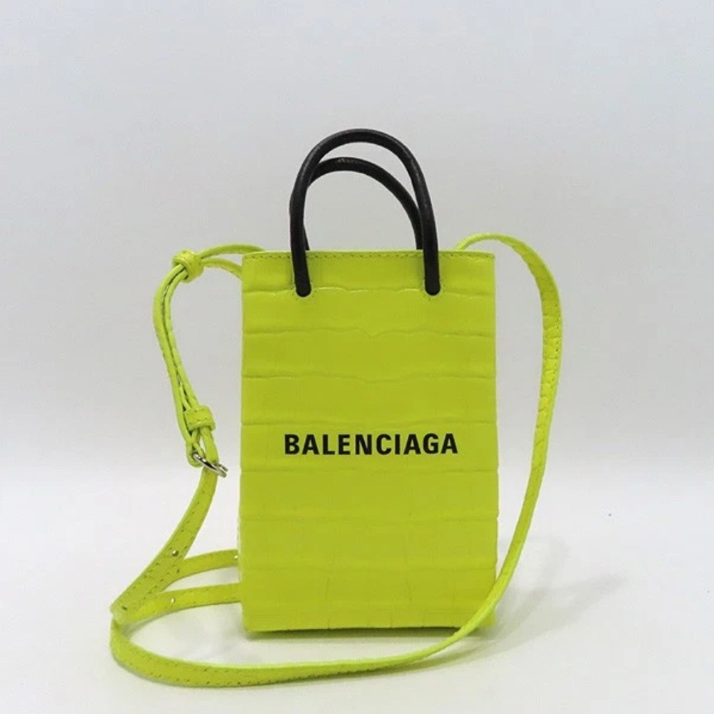 Authentic Balenciaga neon color crocodile pattern mini purse